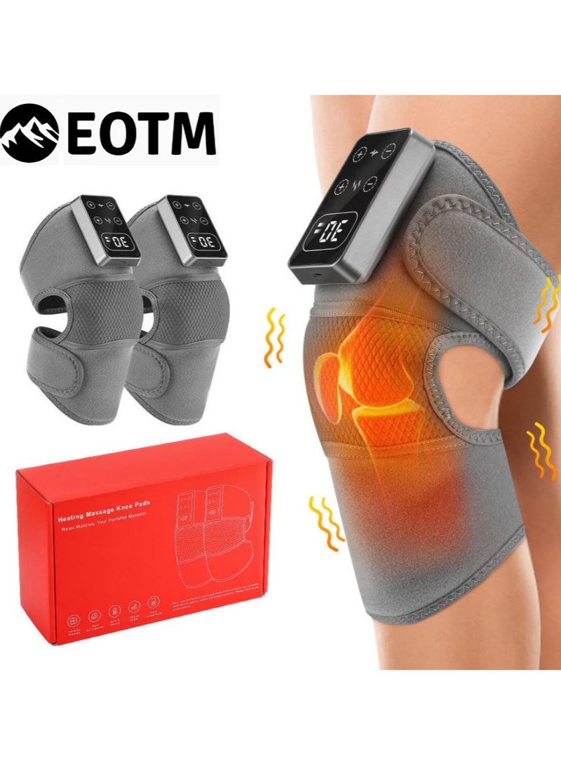 EOTM 2 Pcs Rechargeable Cordless Electric Heating Knee Massage Pads with Heat Vibration For Pain Relief| Relieve Arthritis Pain | Suitable For Both Men and Women - Image 1